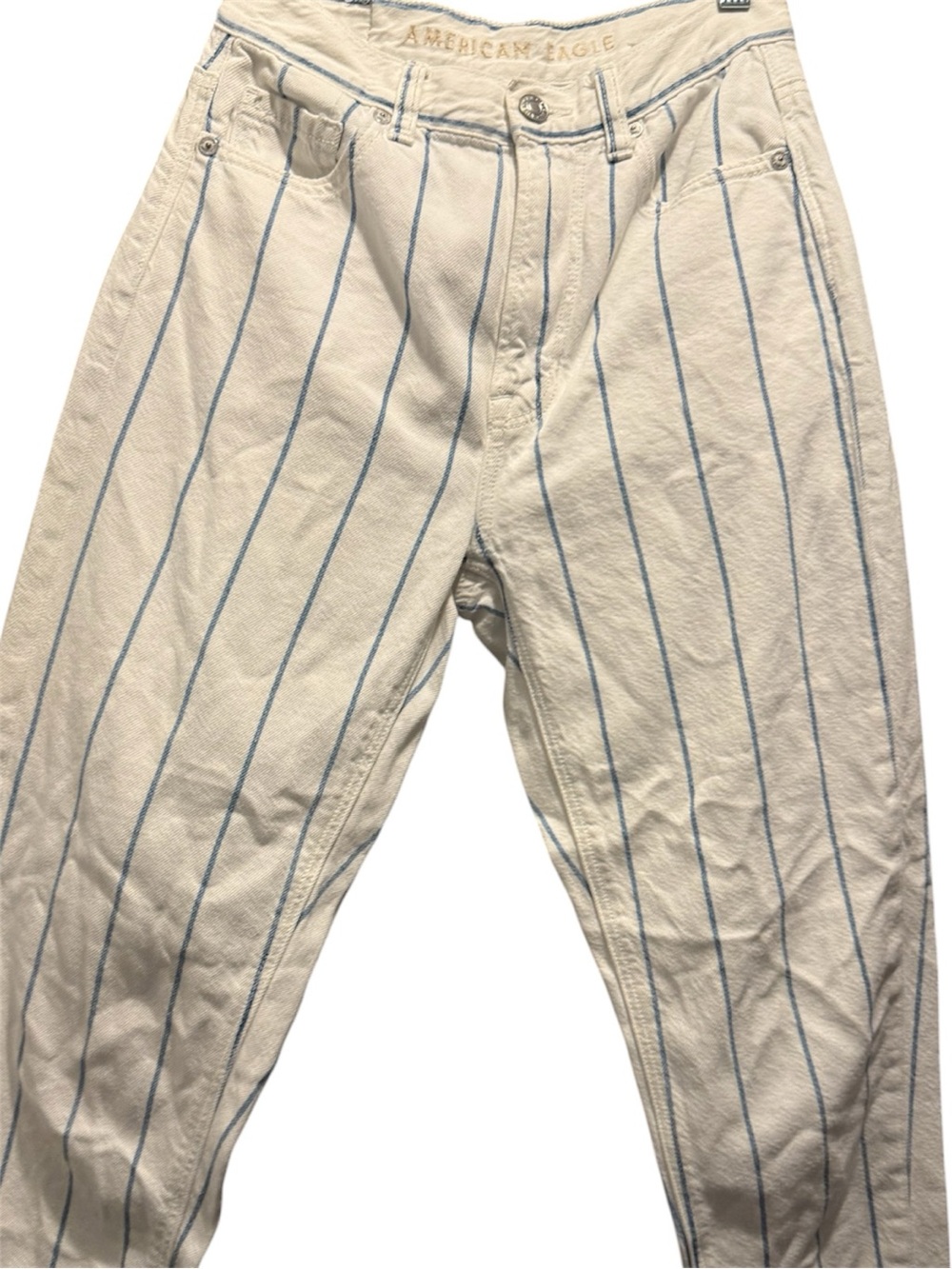 American Eagle Cream Jeans with Blue Pinstripes  size 00